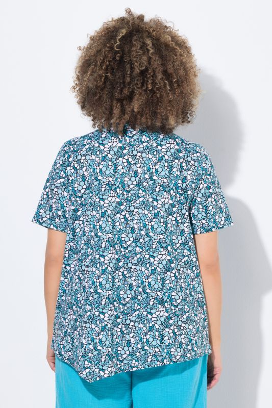Floral Pointed Hem Short Sleeve Tee