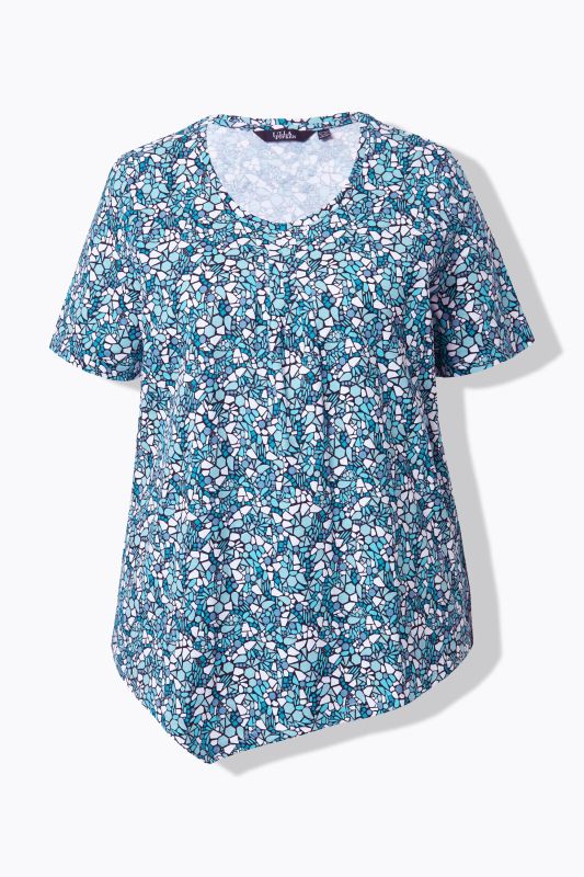 Floral Pointed Hem Short Sleeve Tee