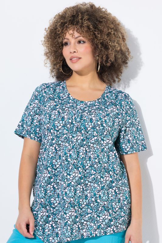 Floral Pointed Hem Short Sleeve Tee
