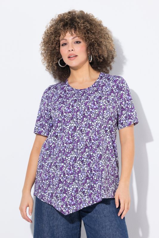 Floral Pointed Hem Short Sleeve Tee