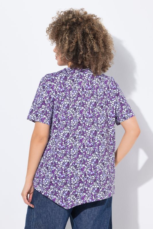 Floral Pointed Hem Short Sleeve Tee