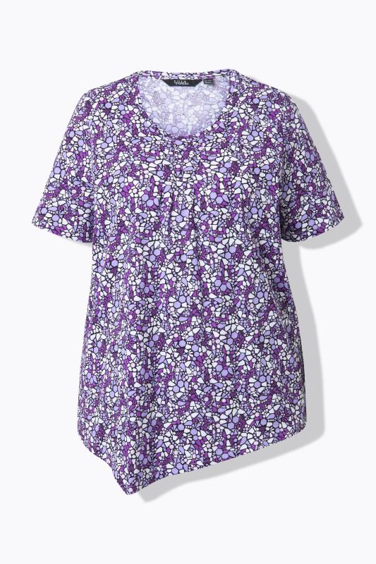 Floral Pointed Hem Short Sleeve Tee