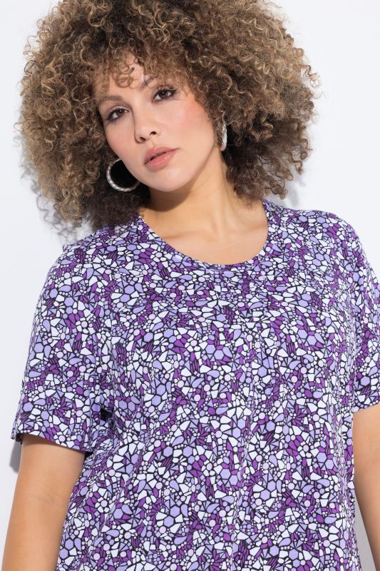 Floral Pointed Hem Short Sleeve Tee