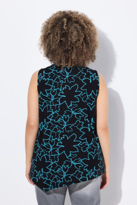 Flower Outline Pointed Hem Tank