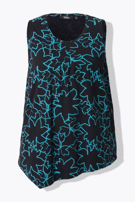 Flower Outline Pointed Hem Tank
