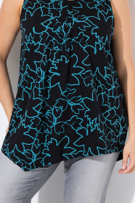 Flower Outline Pointed Hem Tank