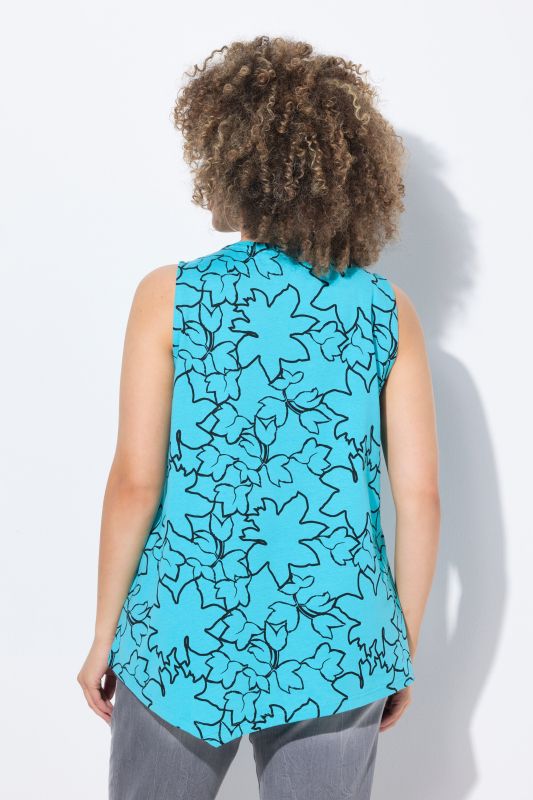 Flower Outline Pointed Hem Tank