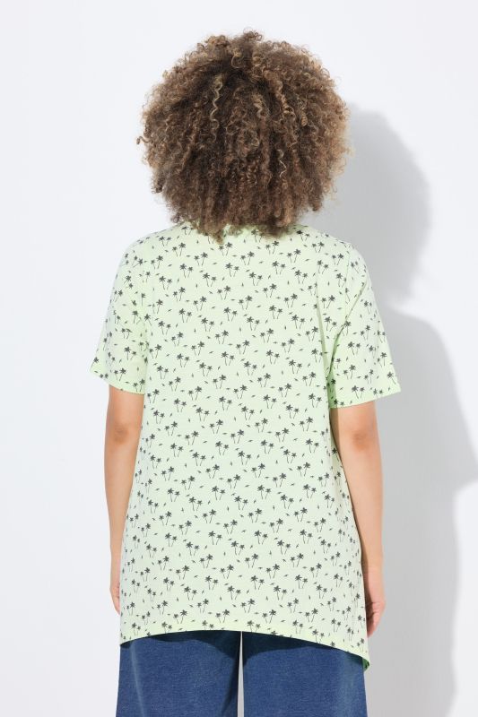 Palm Tree Print Pointed Hem Tee