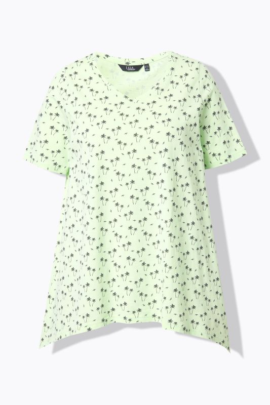 Palm Tree Print Pointed Hem Tee