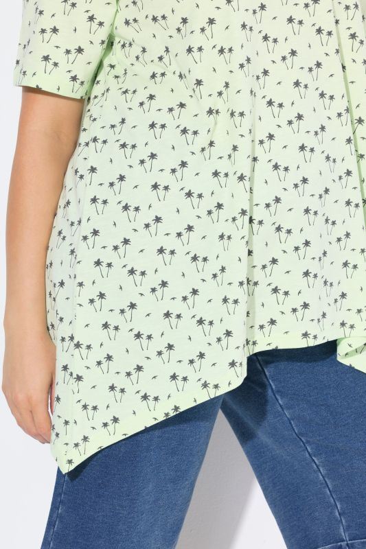 Palm Tree Print Pointed Hem Tee