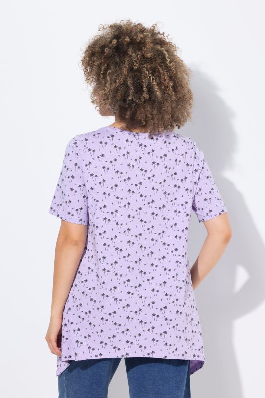Palm Tree Print Pointed Hem Tee
