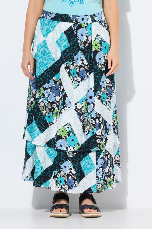 Floral Patchwork Layered Skirt