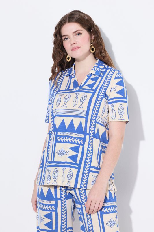 Eco Cotton Fish Print Short Sleeve Polo