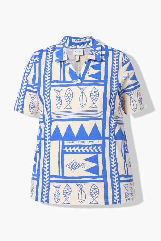 Eco Cotton Fish Print Short Sleeve Polo