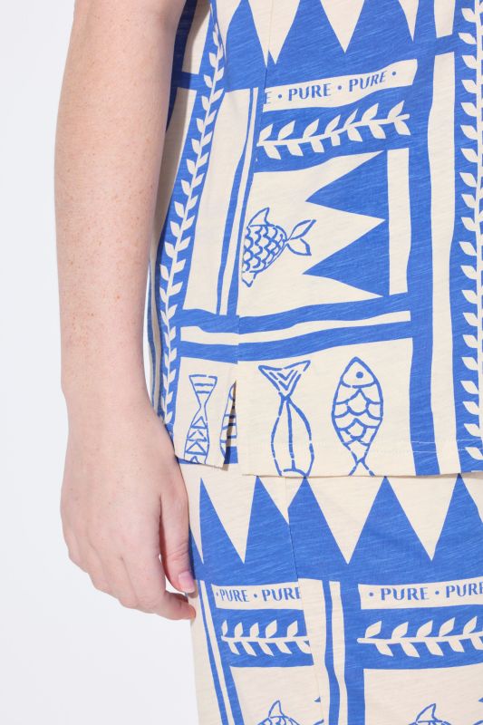 Eco Cotton Fish Print Short Sleeve Polo