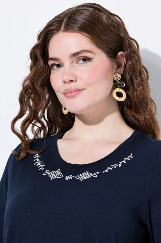 Eco Cotton Fish Embroidery Short Sleeve Tee