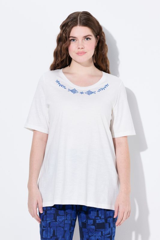 Eco Cotton Fish Embroidery Short Sleeve Tee