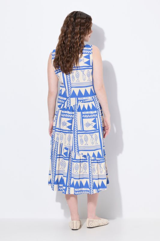 Eco Cotton Geometric Fish Print Dress