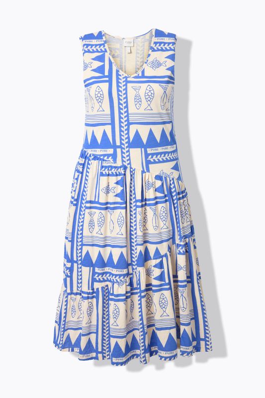 Eco Cotton Geometric Fish Print Dress