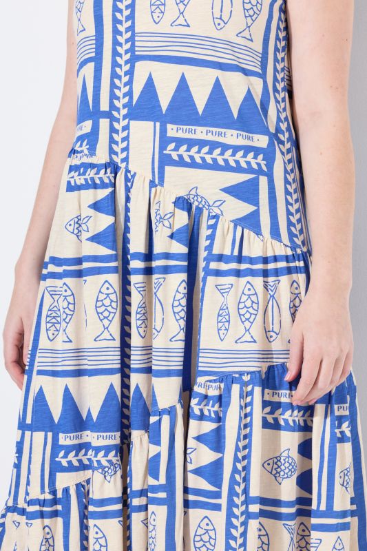 Eco Cotton Geometric Fish Print Dress