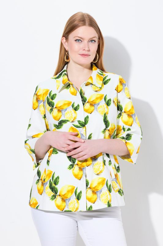 Lemon Print 3/4 Sleeve Jacket