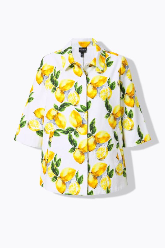 Lemon Print 3/4 Sleeve Jacket