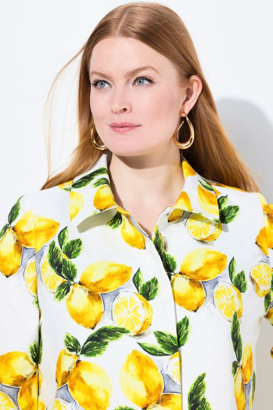 Lemon Print 3/4 Sleeve Jacket