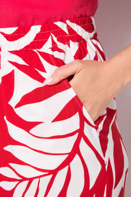 Leaf Print Wide Leg Elastic Waist Culottes