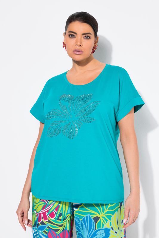 Rhinestone Flower Short Sleeve Tee