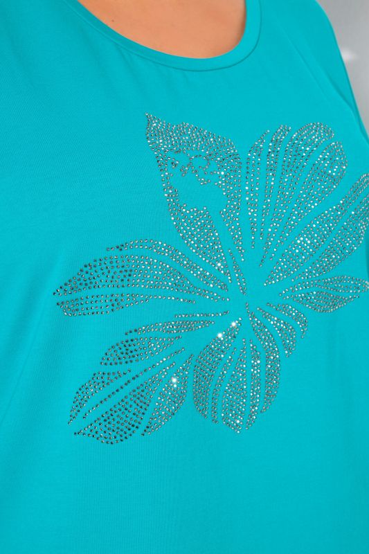 Rhinestone Flower Short Sleeve Tee