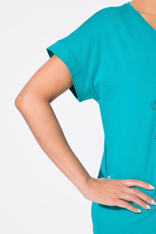Rhinestone Flower Short Sleeve Tee