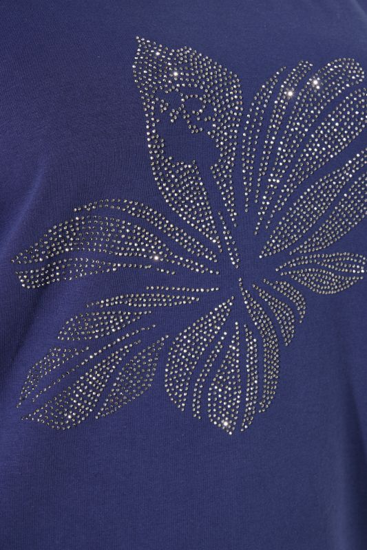 Rhinestone Flower Short Sleeve Tee