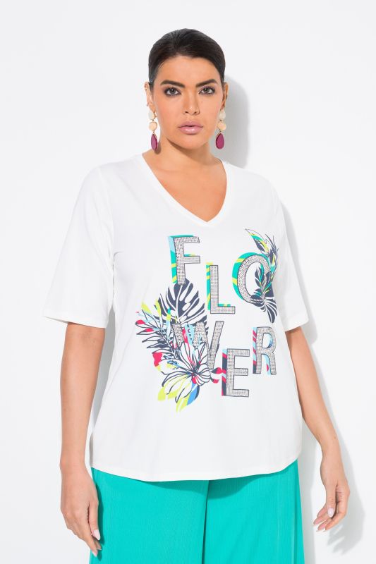 Flower Lettering Short Sleeve Graphic Tee