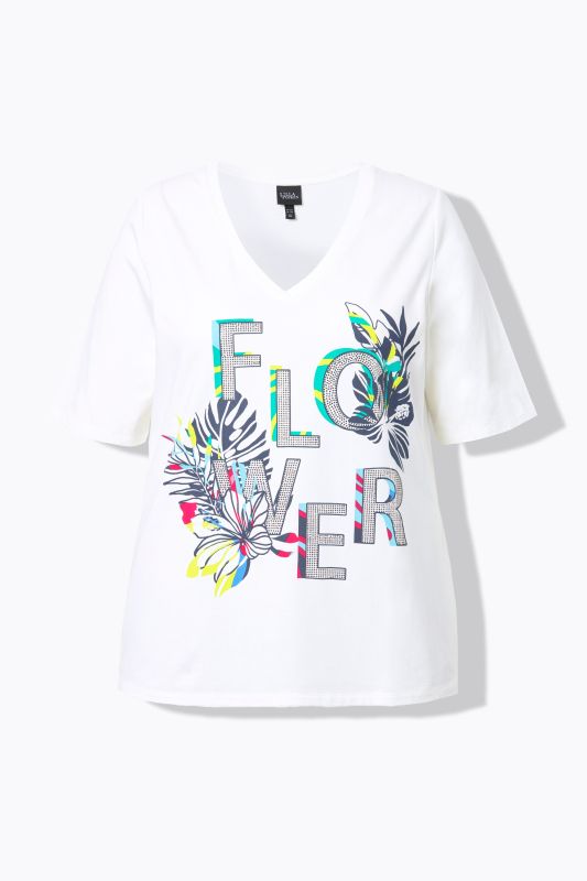 Flower Lettering Short Sleeve Graphic Tee