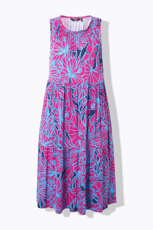 Neon Leaf Print Sleeveless Dress