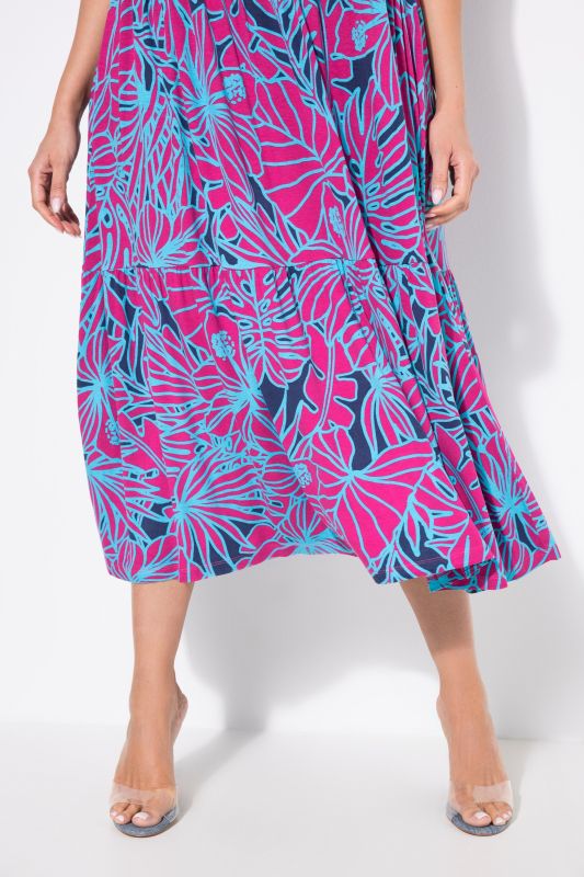 Neon Leaf Print Sleeveless Dress