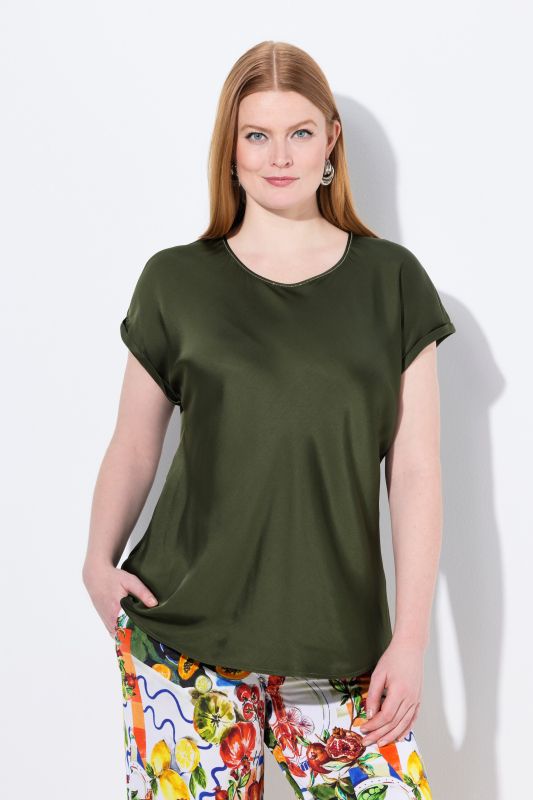 Cap Sleeve Satin Blouse
