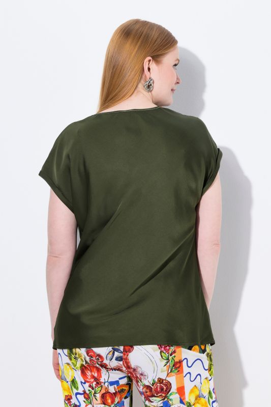 Cap Sleeve Satin Blouse