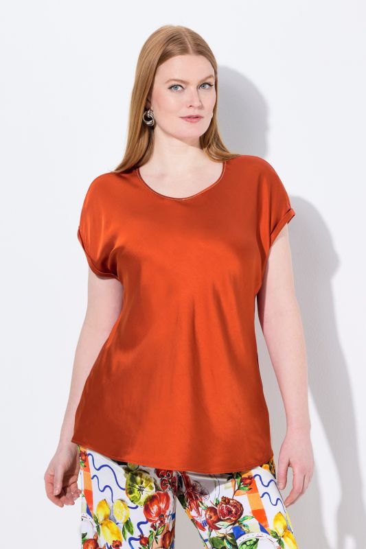 Cap Sleeve Satin Blouse
