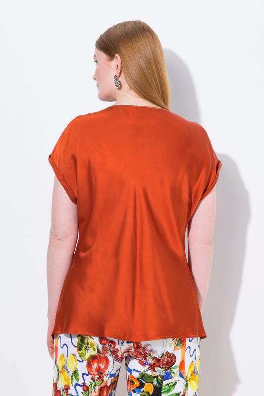 Cap Sleeve Satin Blouse