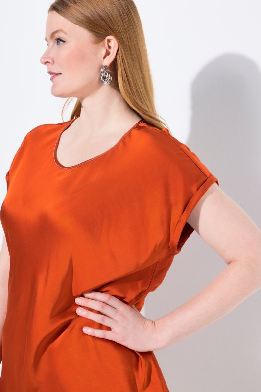 Cap Sleeve Satin Blouse