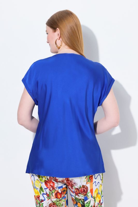 Cap Sleeve Satin Blouse