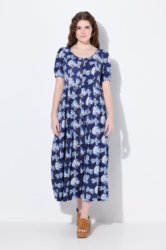 Floral Linen Blend Button Down Maxi Dress