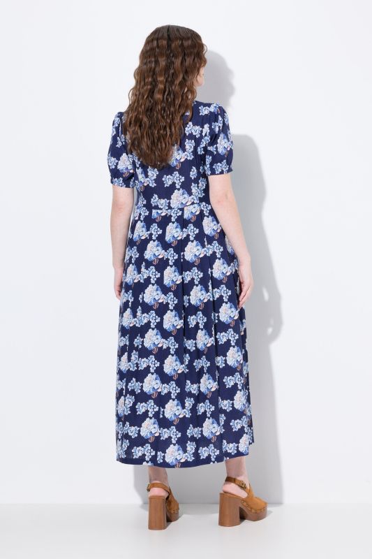Floral Linen Blend Button Down Maxi Dress
