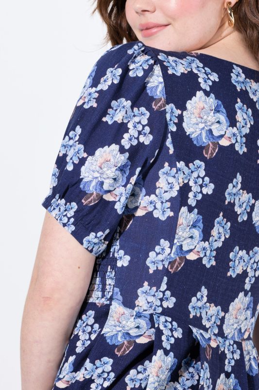 Floral Linen Blend Button Down Maxi Dress