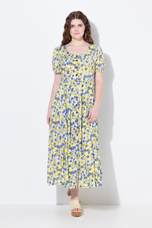 Floral Linen Blend Button Down Maxi Dress