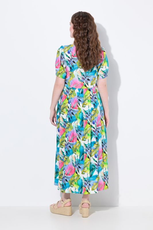Floral Linen Blend Button Down Maxi Dress