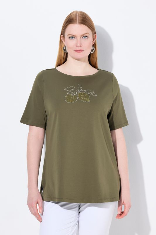Rhinestone Lemon Boat Neck Tee