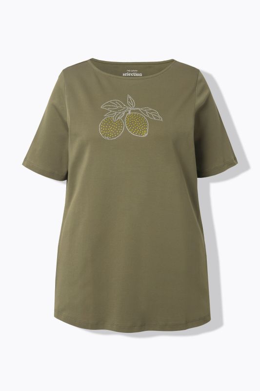 Rhinestone Lemon Boat Neck Tee