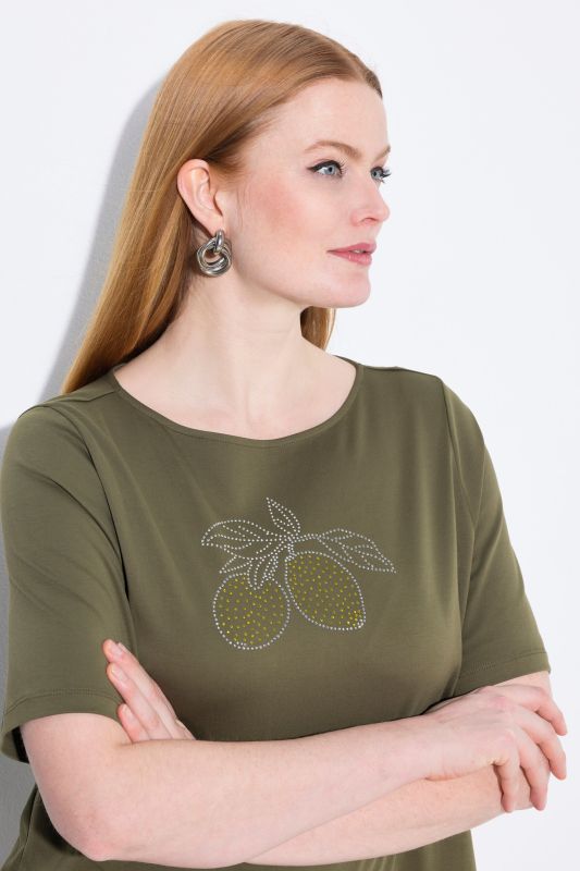 Rhinestone Lemon Boat Neck Tee